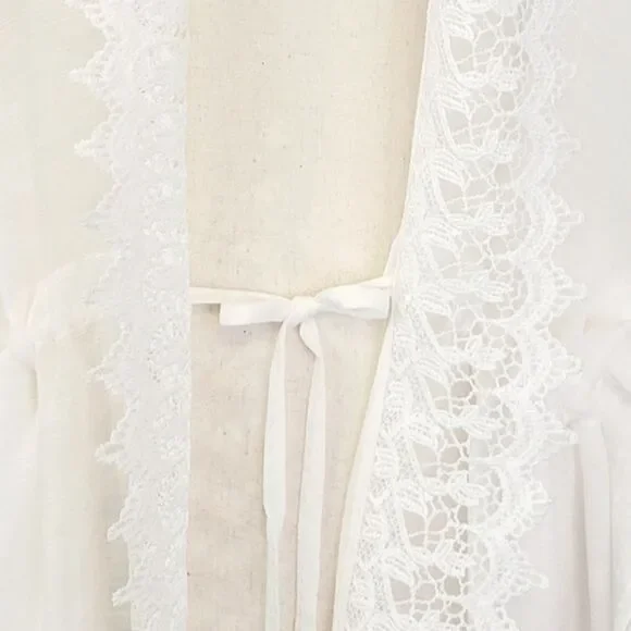 Kensie White Lace Trim Cover-Up Plus Size - Picture 5 of 9